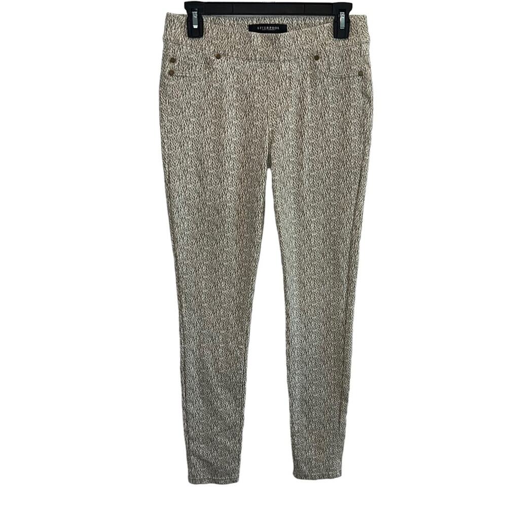 Liverpool Ponte Knit Stretch Pull on Jeggings Print Tan 4